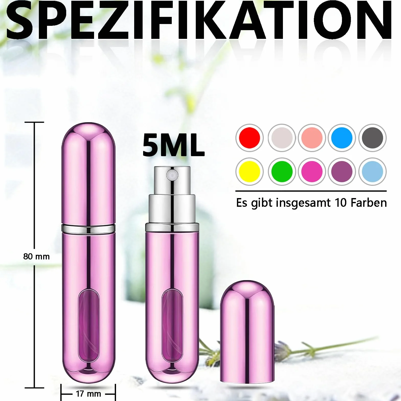 10 Szt. Atomizerów do Perfum, Puste Butelki na Perfumy o Pojemności 5 ml, do Ponownego Napełnienia, Spryskiwacze z Okienkiem Kontrolnym, Wygodne do Noszenia i Podróży