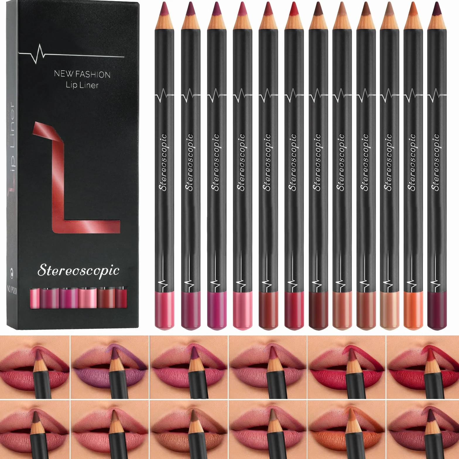 LOPHE Zestaw 12 sztuk konturówek do ust, wodoszczelny matowy lip liner, ołówek do ust nierozmazujący się