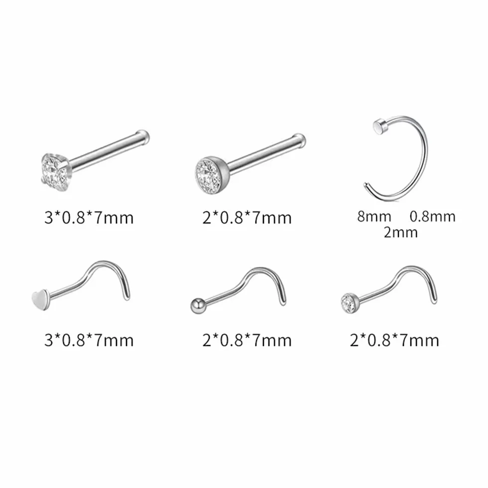 Jednorazowy pistolet do piercingu i kolczyki nos z 6 kolczykami, bezbolesny, do nosa i ucha, samodzielny piercing, dla dziewcząt, kobiet