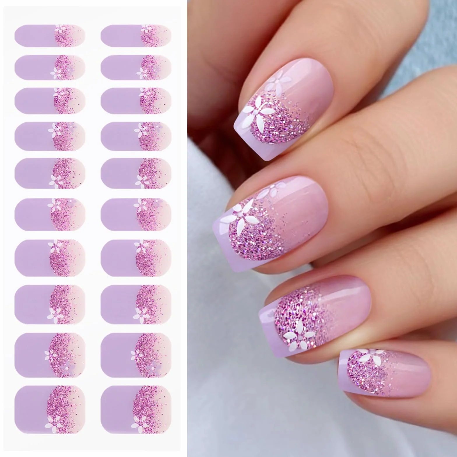 JMEOWIO Folia do paznokci UV utwardzana kwiatami gradientowa UV żel Nail Strips naklejki na paznokcie naklejki na paznokcie Nail Art dekoracja akcesoria do stylizacji paznokci