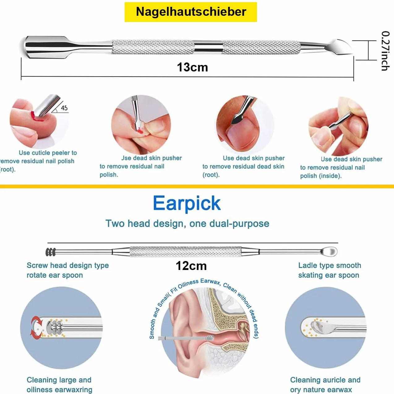 6 sztuk nożyczek do skórek, obcinacz do paznokci, sztuczne końcówki paznokci, obcinacz do skórek paznokci, szczypce z suwakiem do usuwania skórek, zestaw do manicure ze stali nierdzewnej (zestaw 6