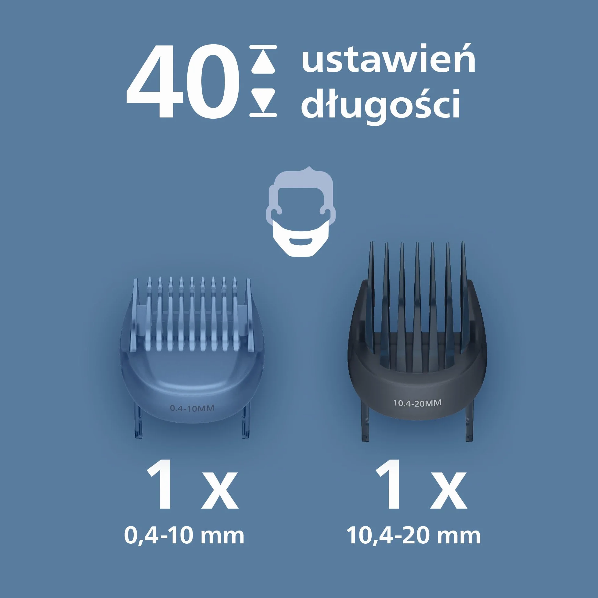 Philips Trymer do brody Seria 5000 BT5785/30, samoostrzące się metalowe ostrza, 40 ustawień, wodoodporny