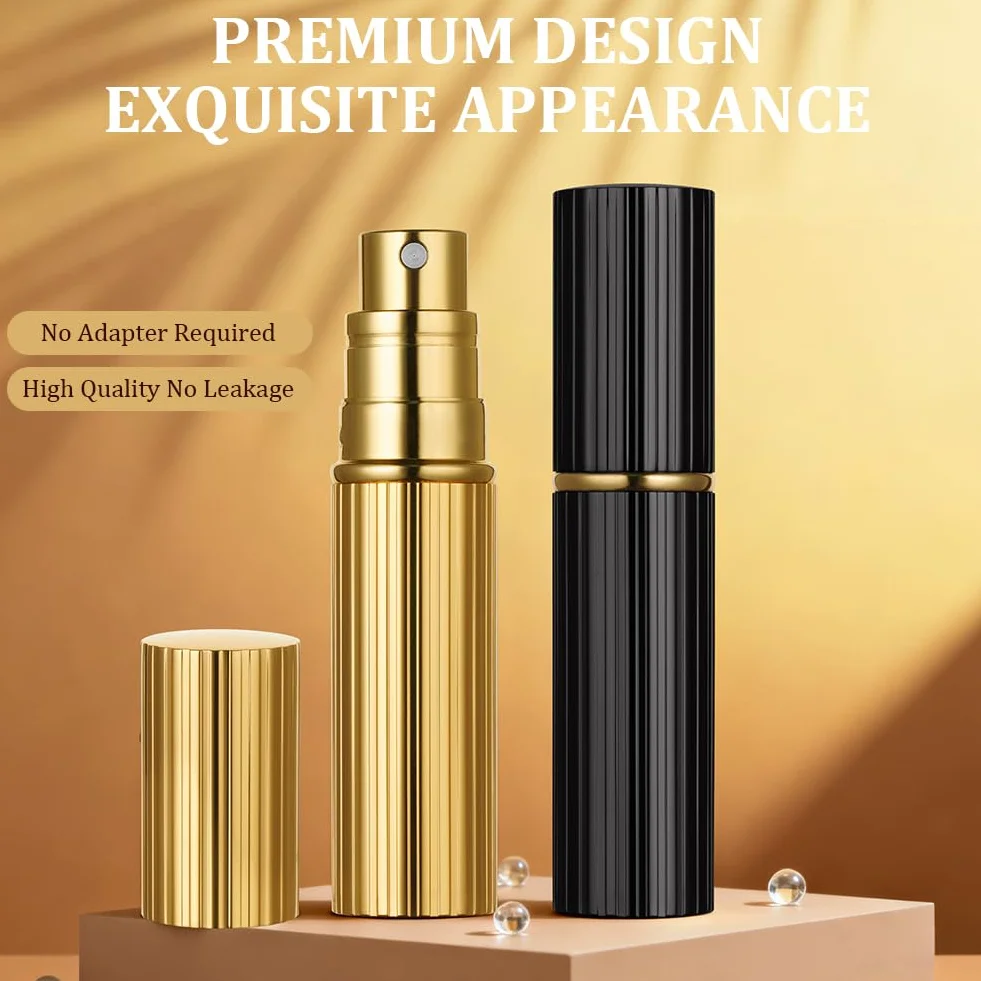 AUYAO Pusta butelka na perfumy, 5 ml, pusty rozpylacz, przenośna pusta butelka na perfumy, mini pusta butelka podróżna dla kobiet i mężczyzn, do torebki, (złota)