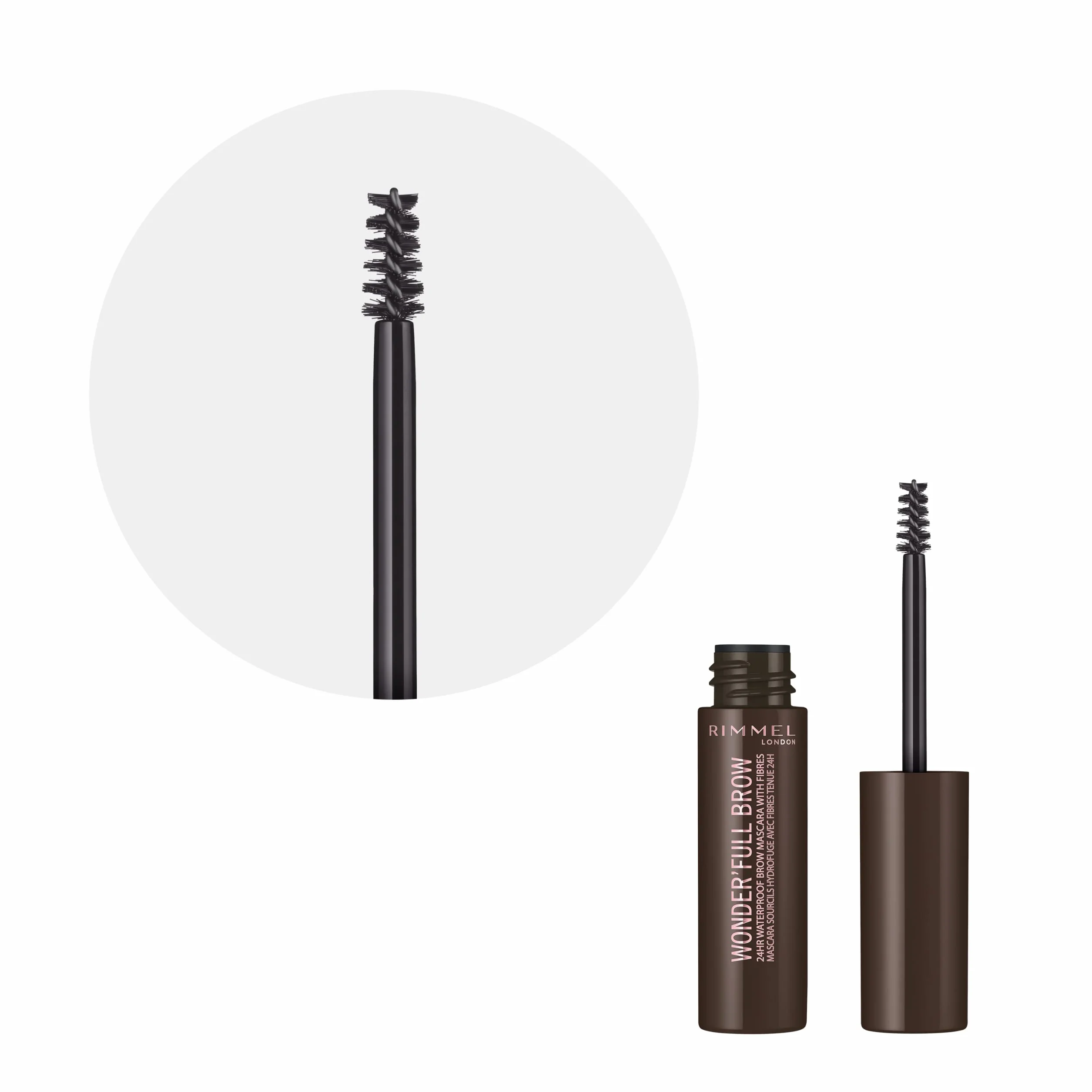 Rimmel Wonder'full Brow 24h zwiększająca objętość maskara do brwi, wodoodporny tusz do brwi, pielęgnujący, nr 3 – Dark