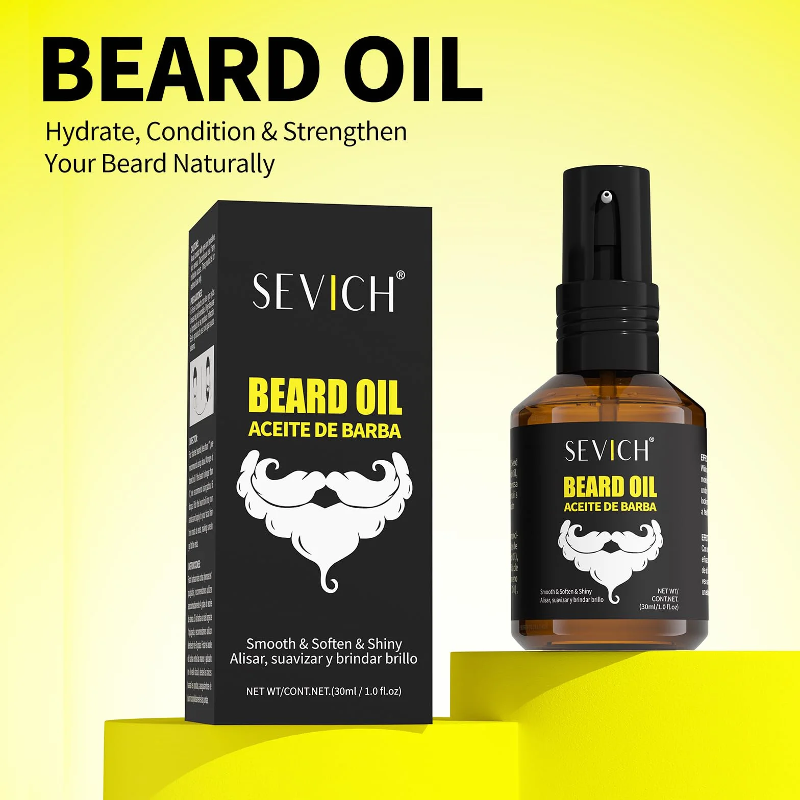 Sevich Męski olejek do brody 30 ml – naturalny olejek na porost brody z olejkiem arganowym i jojoba, zmiękcza suchą brodę, wzmacnia ją i nawilża ją, nie natłuszcza i szybko się wchłania.