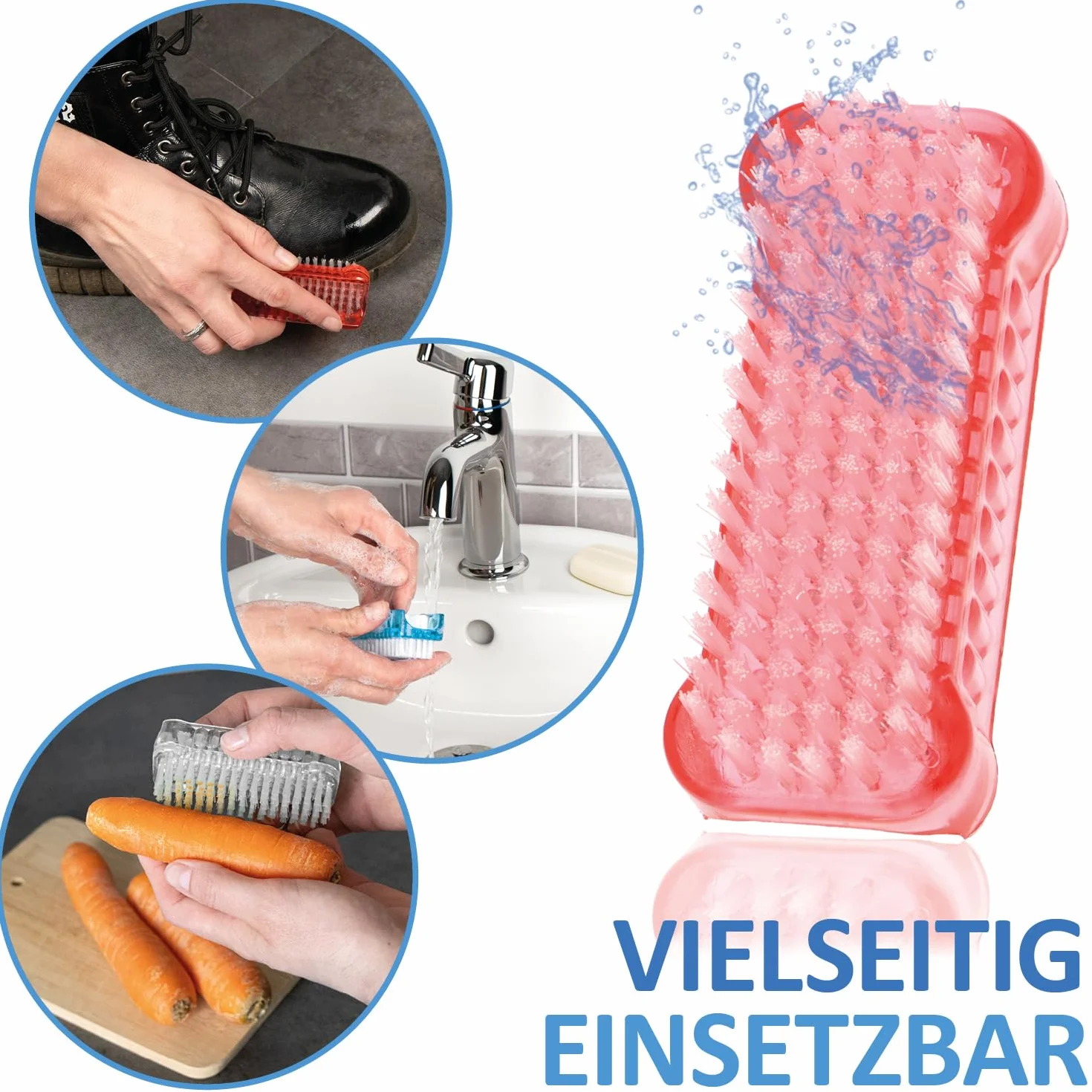 Szczoteczka do mycia rąk i paznokci dwustronna z tworzywa sztucznego 3 sztuki