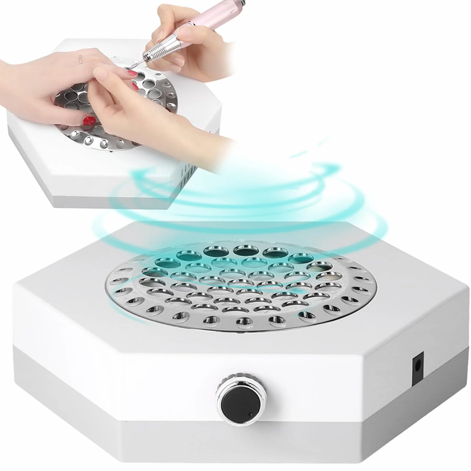 80W Elektryczny Odpylacz do Paznokci, Odkurzacz do Manicure z Filtrami Wielokrotnego Użytku