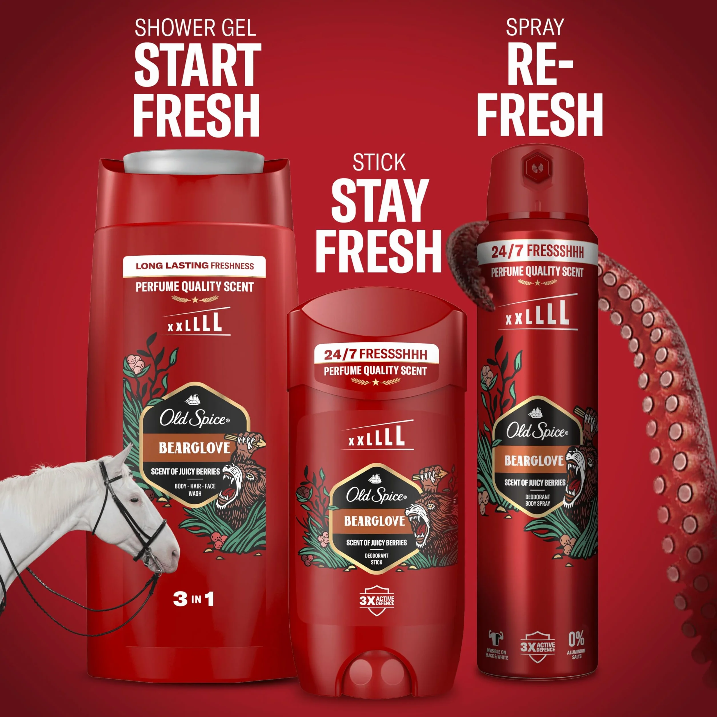 Old Spice Bearglove Dezodorant w sztyfcie dla mężczyzn 85ml, świeżość 24/7 przy codziennym stosowaniu, niewidoczny na czarno-białych ubraniach