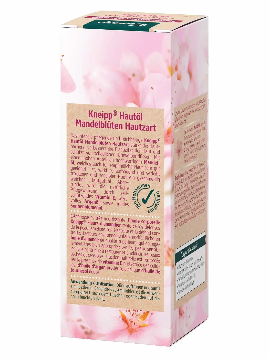 Kneipp Olejek do skóry z kwiatami migdałowymi, wysokiej jakości olejek migdałowy z bogatym masłem shea, olejkiem słonecznikowym i witaminą E – naturalny kompleks olejków pielęgnacyjnych – do suchej i wrażliwej skóry – 100 ml (1 opakowanie)