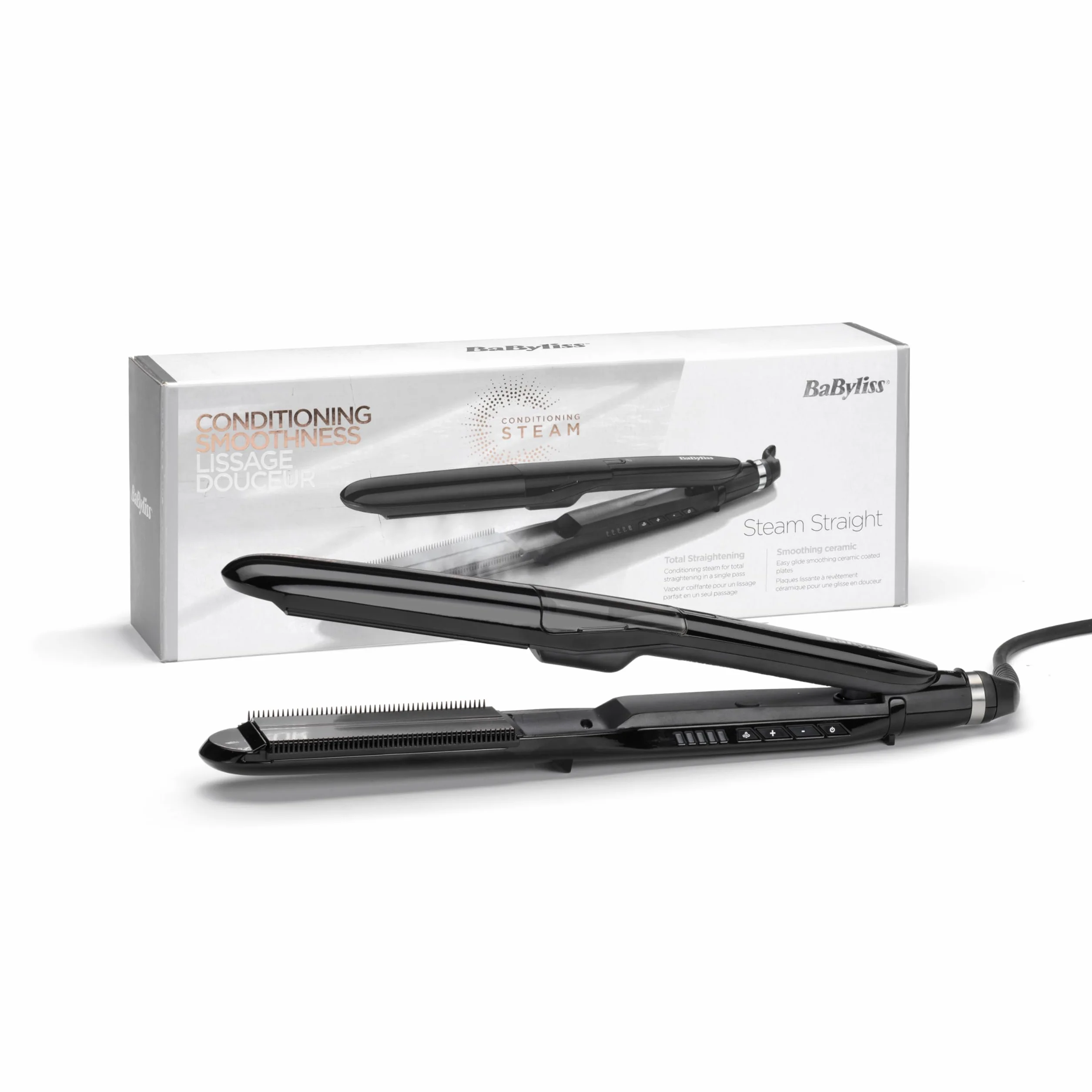 BaByliss Steam Straight Prostownica Parowa ST492E, Płytki Tytanowo-Ceramiczne, 5 Ustawień Temperatury 150-230°C