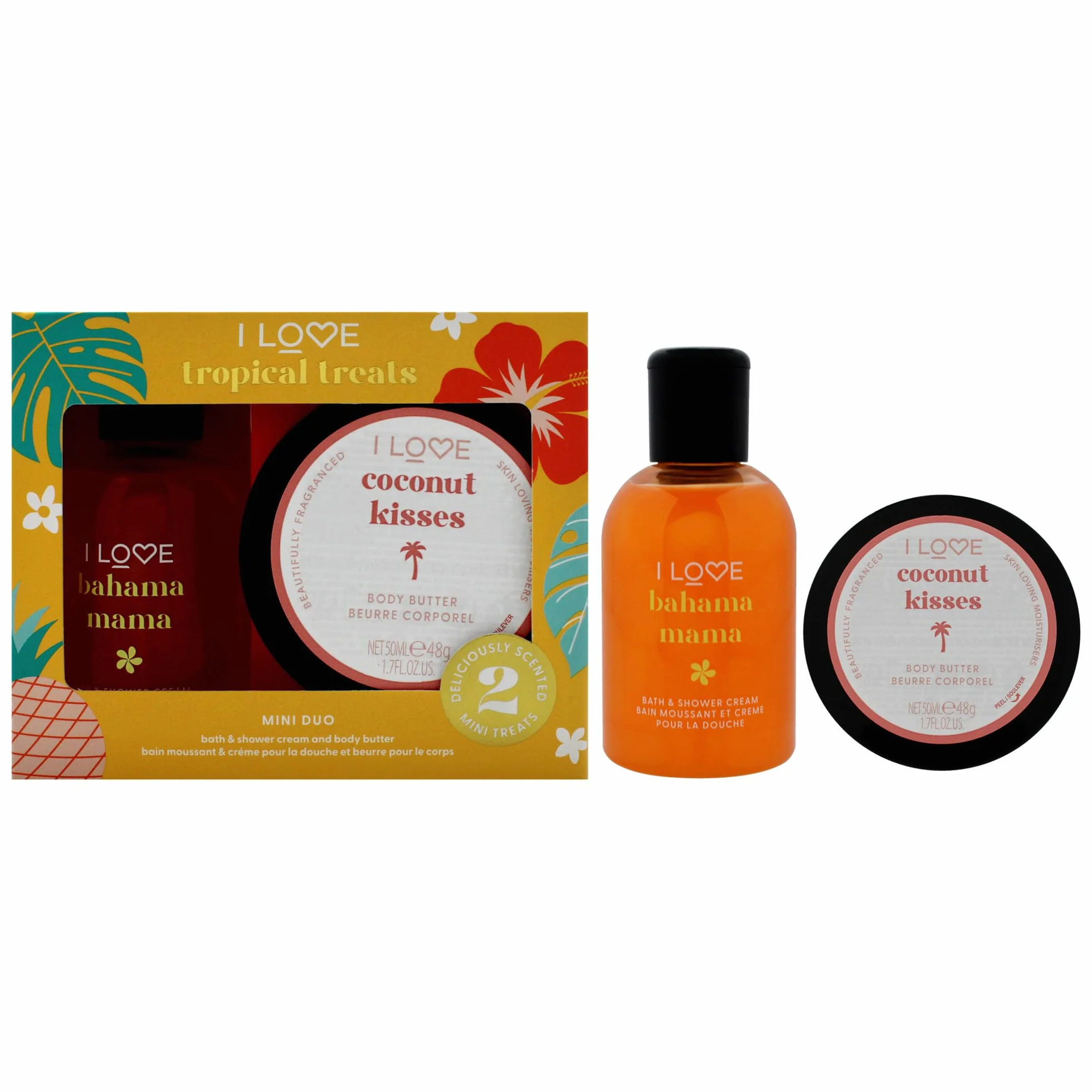 I Love Cosmetics Miniaturowe Tropical Treat Box 2 szt. Kąpiel i Krem Body Butter