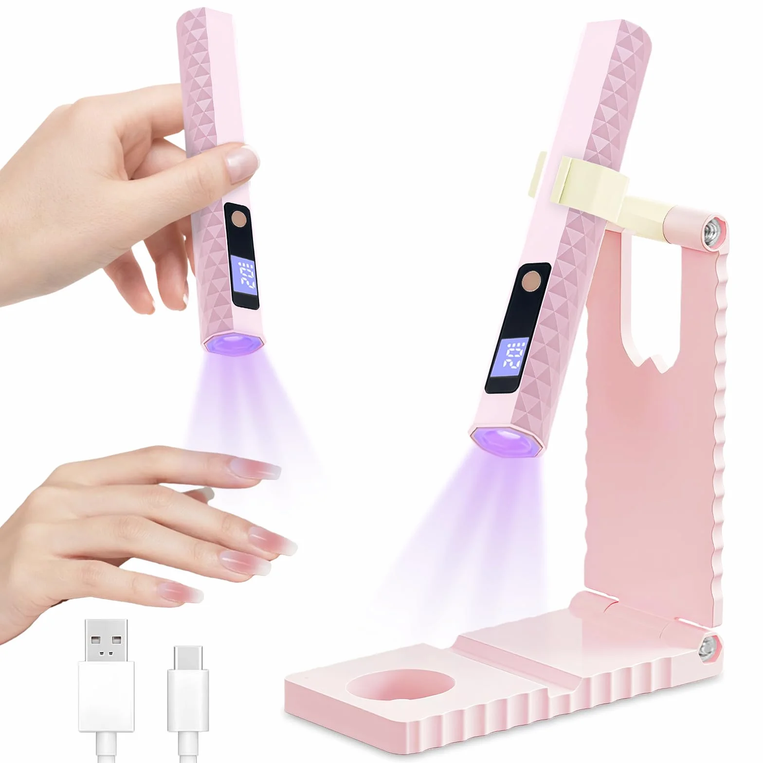 Flintronic Lampa UV do paznokci żelowych, przenośna mini ładowalna, 2 tryby timera, LED z wyświetlaczem LCD