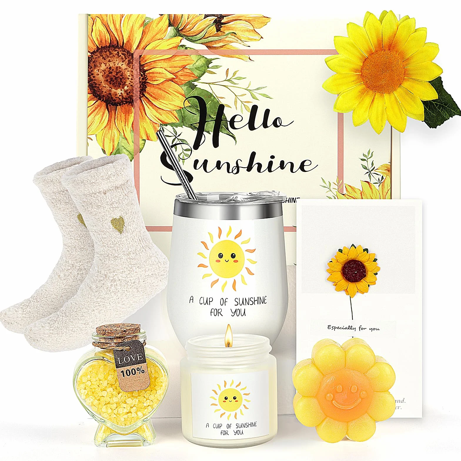 Zestaw do kąpieli Cheer Up Sunflower dla kobiet, prezent urodzinowy