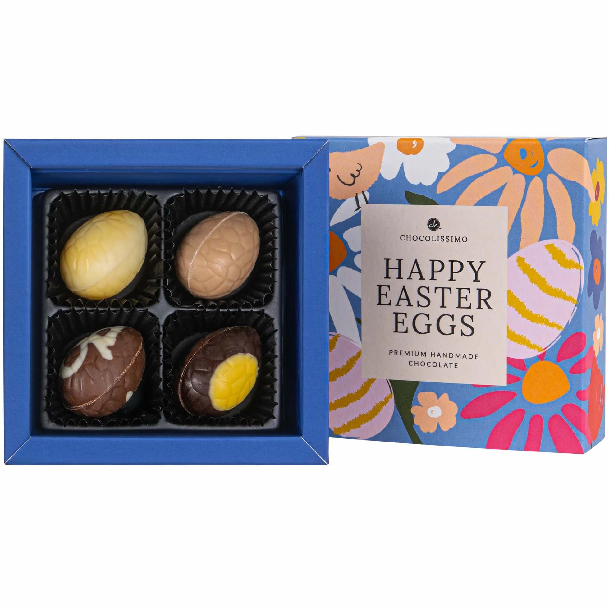 CHOCOLISSIMO - 4 czekoladowe jajka wielkanocne, bez alkoholu, prezent wielkanocny, czekoladki wielkanocne, prezenty dla dorosłych, kobiet, mężczyzn, Happy Easter 4 Egg
