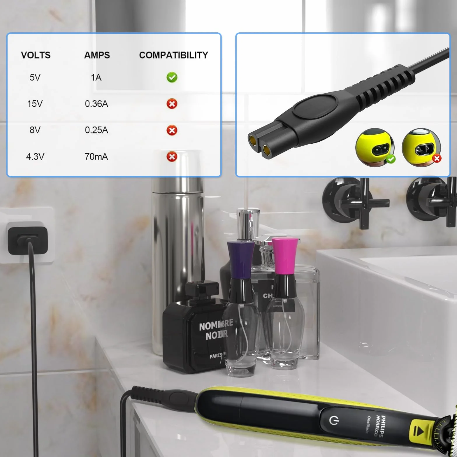 Ładowarka Philips One Blade 5V do QP2724 QP2824 S3243 MG5910 MG7910 QP1924 X3052 Zasilacz Sieciowy 2-pak