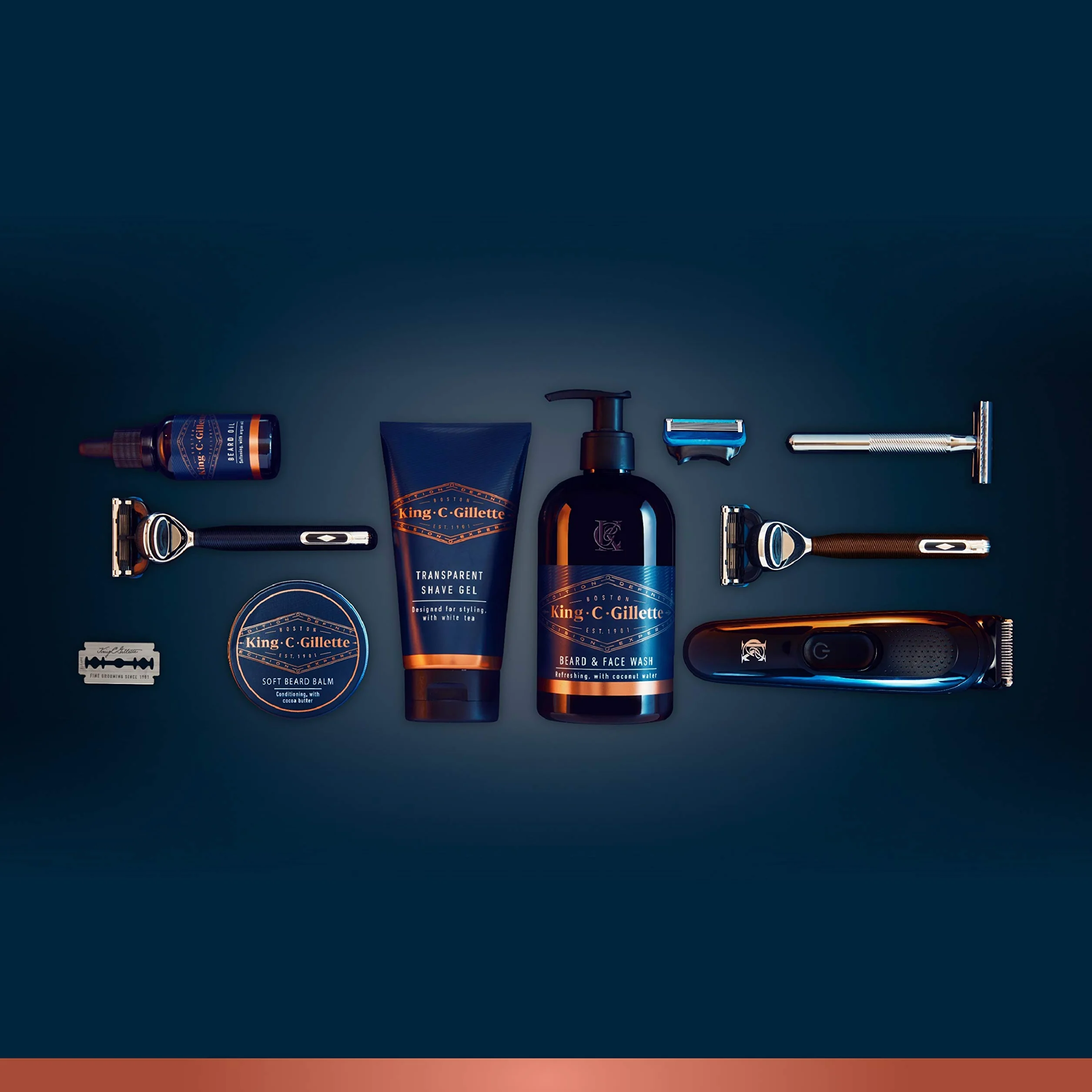 Gillette King C. Golarka męska z trymerem do precyzyjnego golenia, granatowa