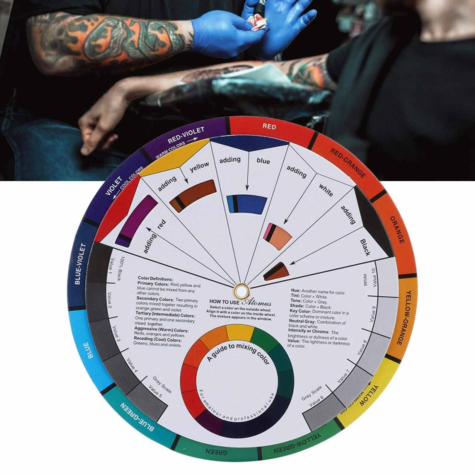 Tattoo Color Wheel Color Mix Guide Chart for Permanent Makeup Pigment Supplies
