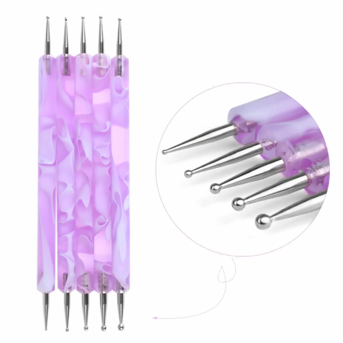 Jinlaili 5 szt. pisaków do kropek, kropki, pisak do paznokci, zestaw narzędzi do manicure, zestaw narzędzi do marmurkowania, kropki, sztuka paznokci, zestaw narzędzi do zdobienia paznokci (niebieski)