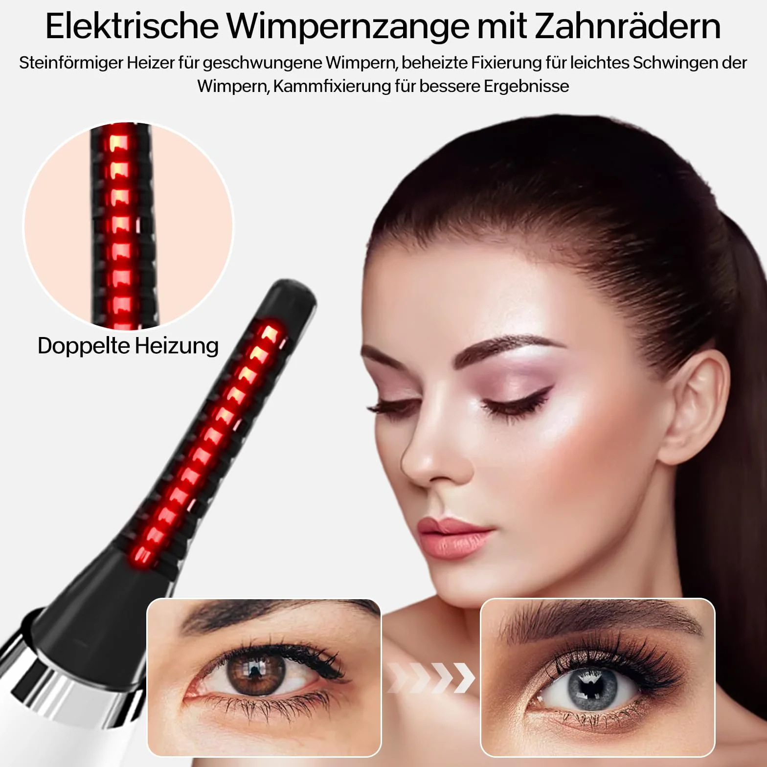 Podgrzewana zalotka do rzęs, elektryczna szczotka do rzęs z 3 trybami temperatury, możliwość ponownego ładowania, podgrzewane zalotki do rzęs, narzędzie do stylizacji rzęs