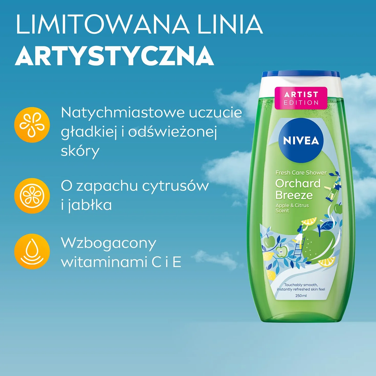 NIVEA Odświeżający żel pod prysznic Orchard Breeze jabłko cytrusy 250 ml