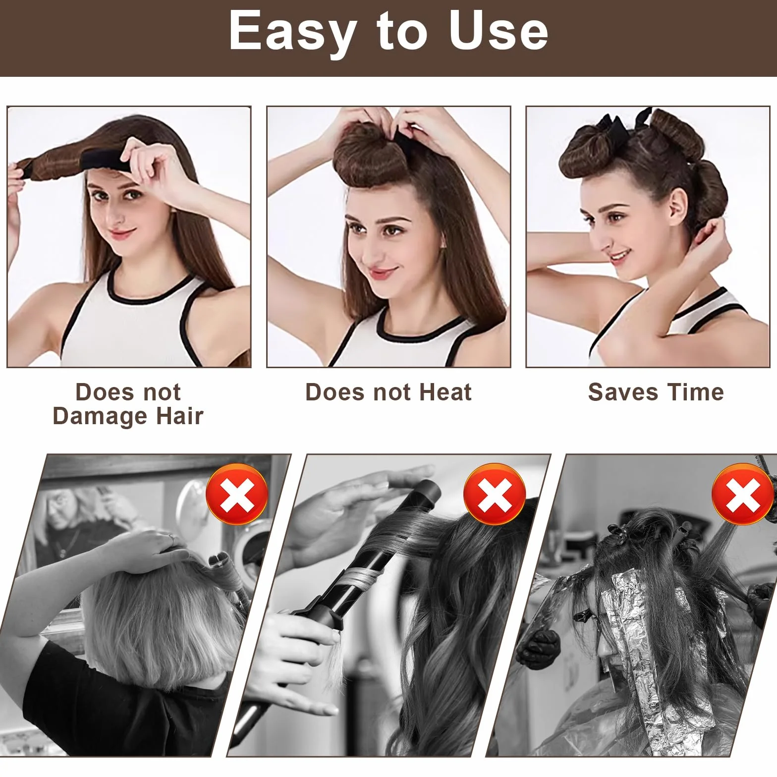4 sztuki wałków do włosów na noc, "zrób to sam", heat less curls, gumowe loki, bez wysokiej temperatury, z haczykami, overnight blowout z nasadkami do włosów, do wszystkich rodzajów włosów