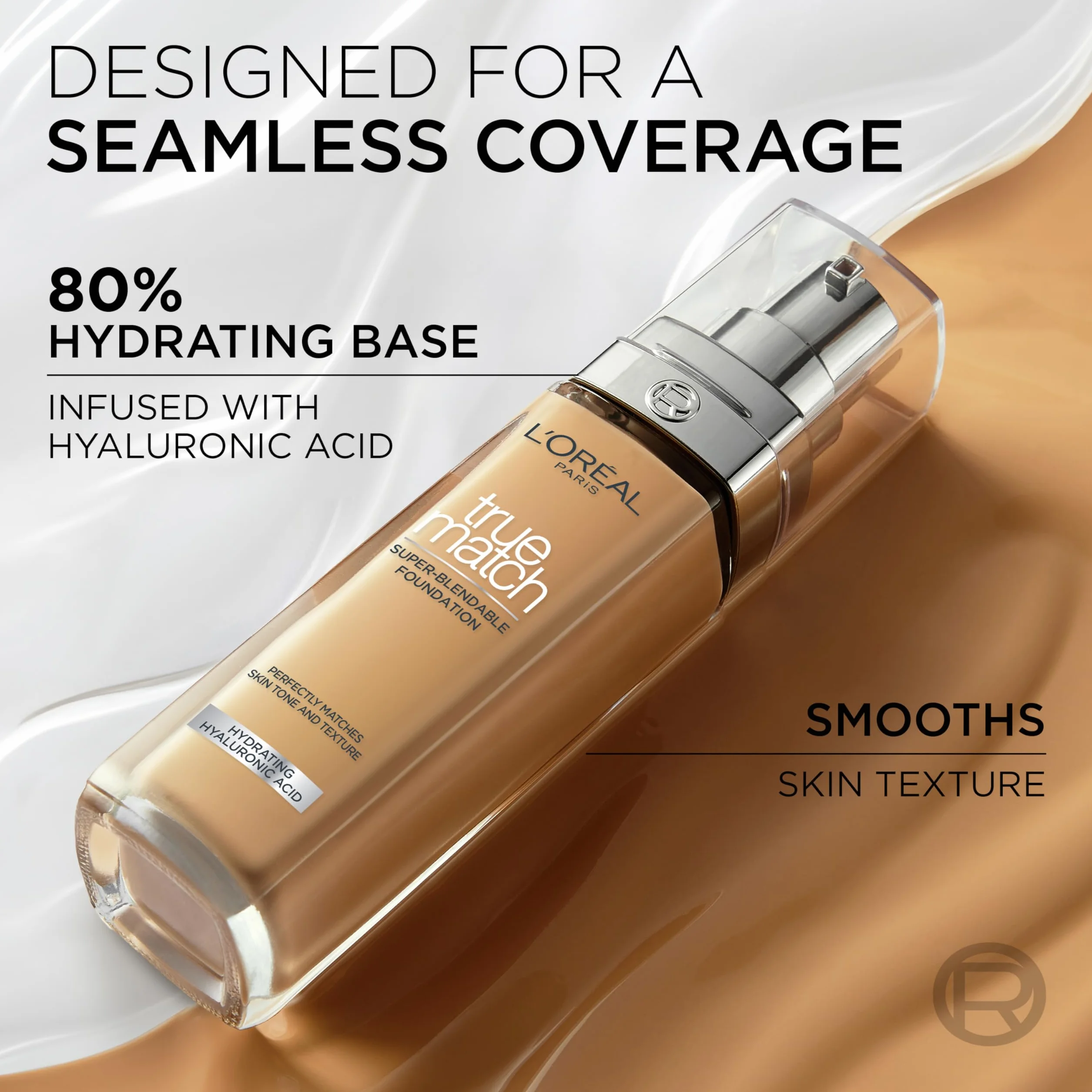 L'Oréal Paris True Match trwały podkład do twarzy w płynie, pielęgnujący z kwasem hialuronowym, SPF 17, 4.D/4.W Golden Natural, 30 ml