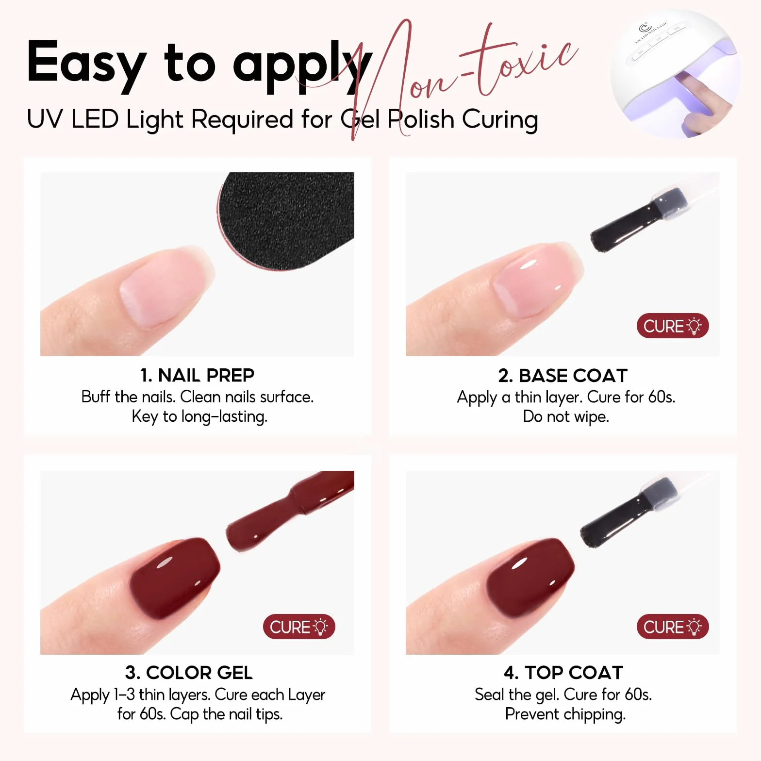 PEACECOLOR Lakier do paznokci UV żelowy 10 ml Ciemnobrązowy Ciemnoczerwony Soak Off LED DIY Manicure
