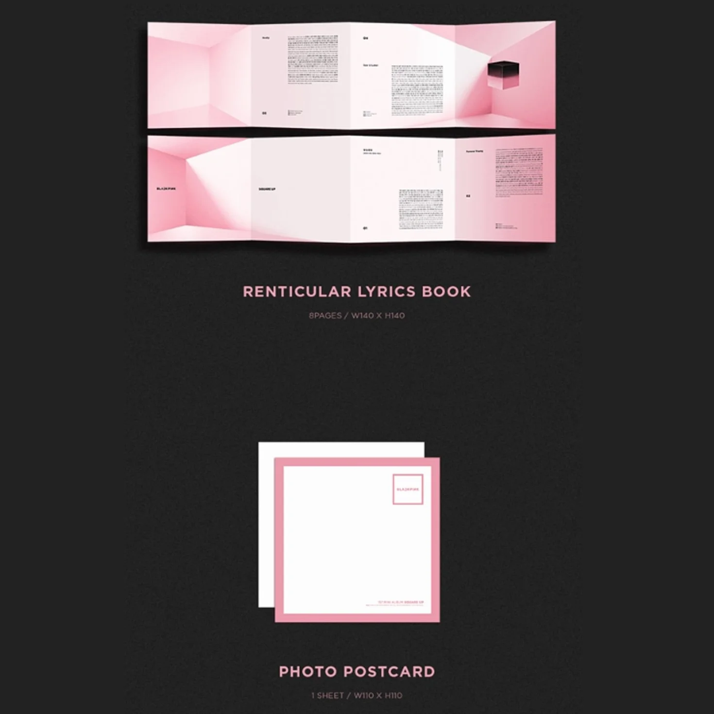 Square Up [ PINK Ver. ] - BLACKPINK 1st Mini Album CD + Photo Book + Lyrics Book + Postcard + Photocard + FREE GIFT / K-POP Sealed.