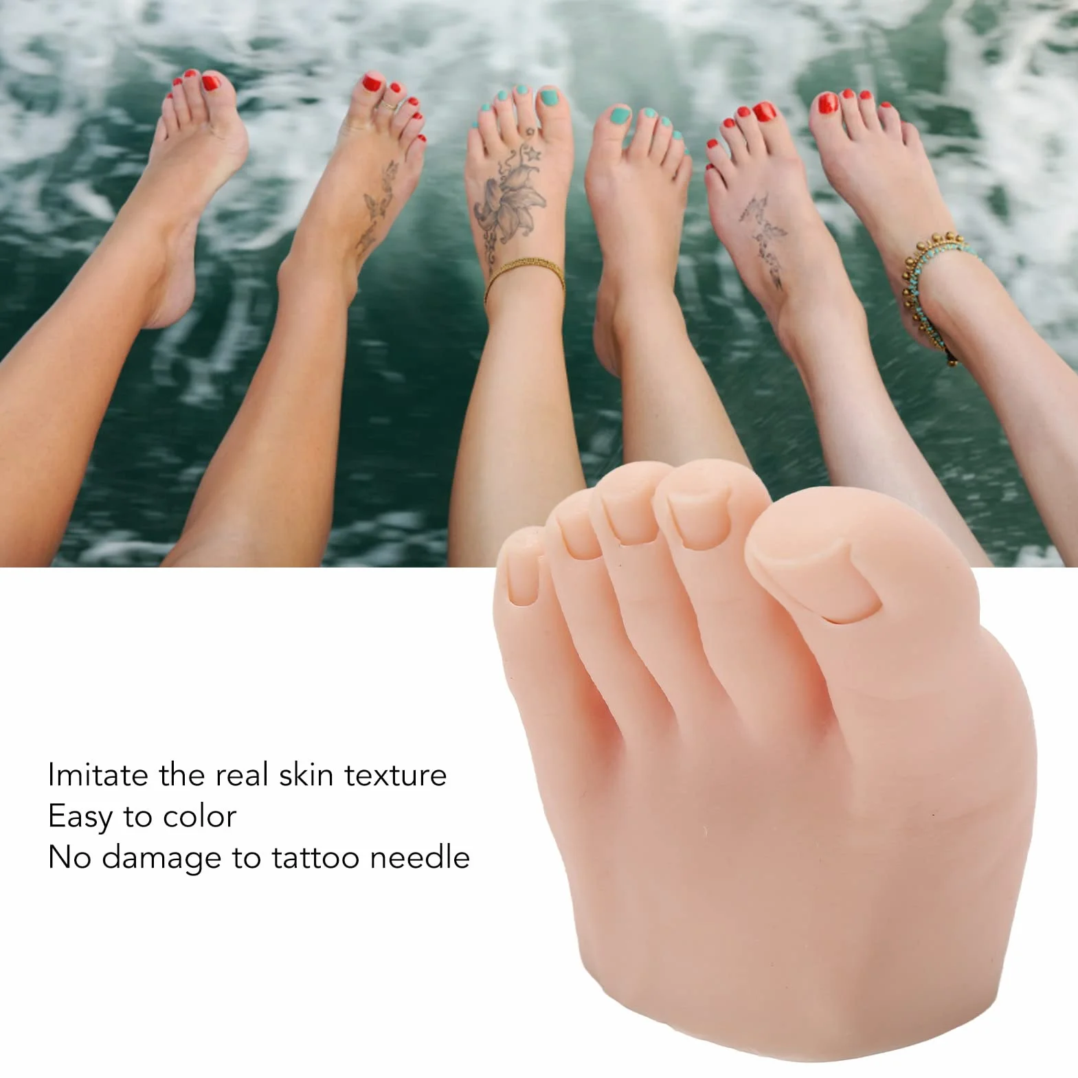 Praktyka Fake Foot Model, Silicone Fake Foot Tool, Prosthetic Manicure Training Display, Mannequin Feet (Lewy)