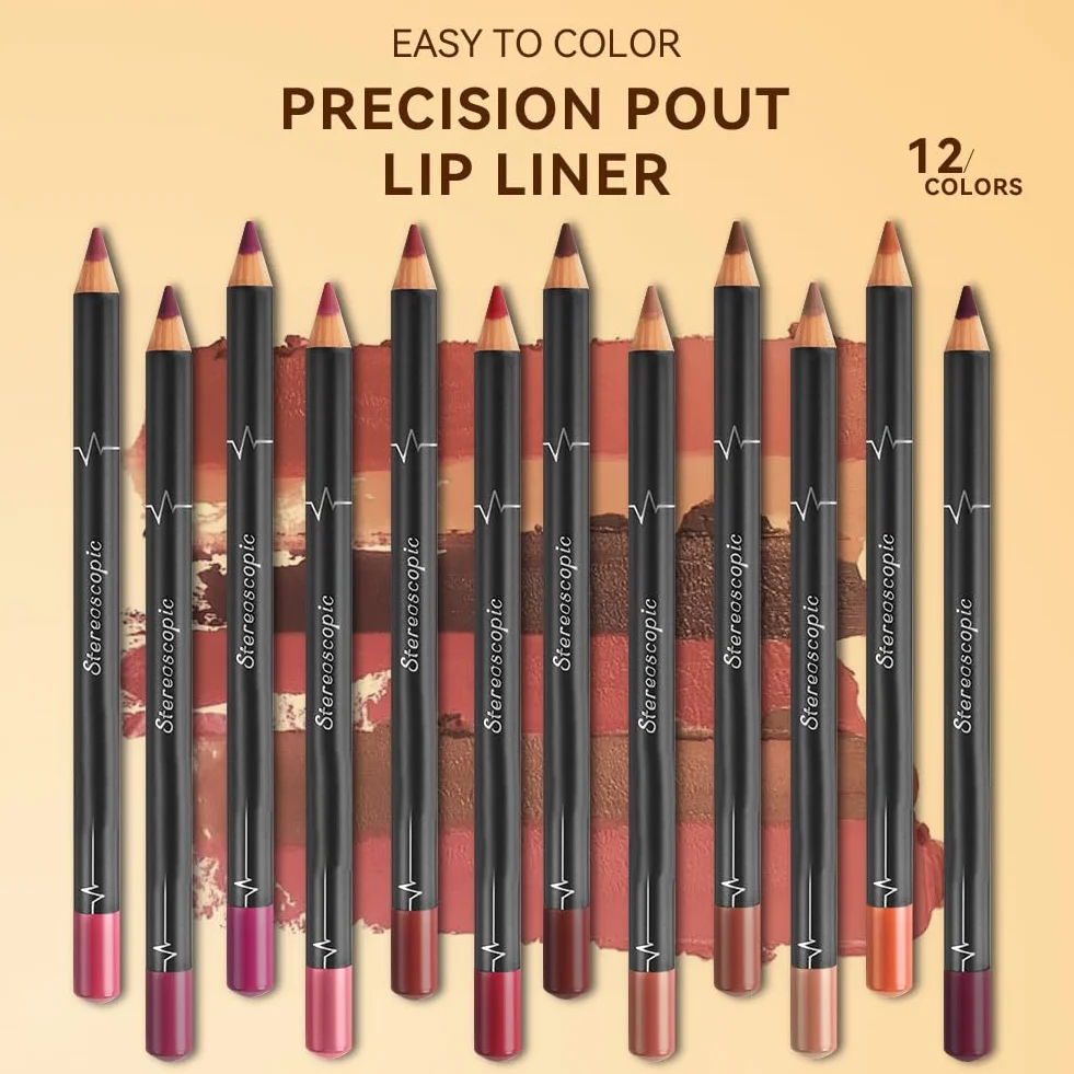 LOPHE Zestaw 12 sztuk konturówek do ust, wodoszczelny matowy lip liner, ołówek do ust nierozmazujący się