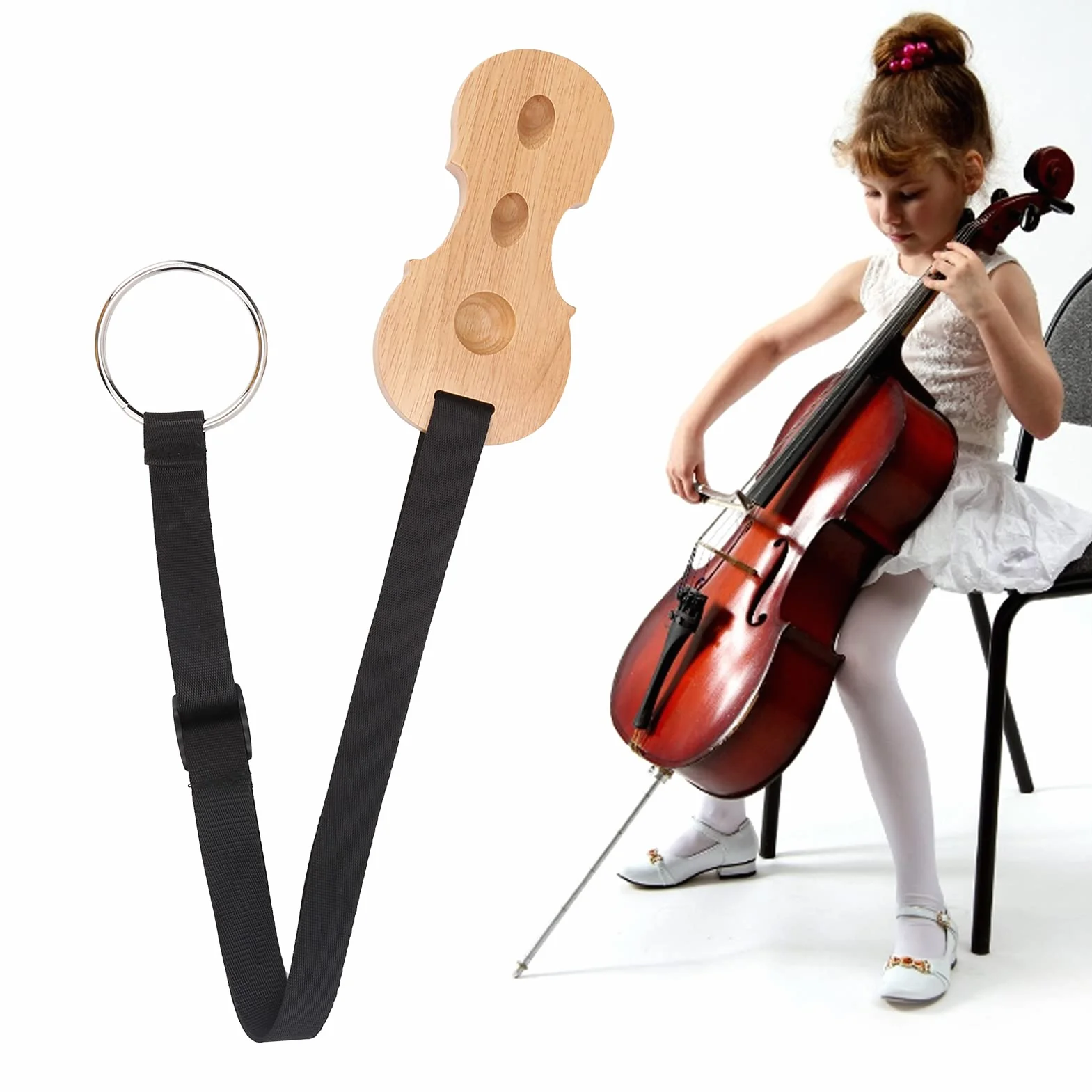Wiolonczela Endpins Antypoślizgowy pasek, opływowy design Akcesoria do instrumentów muzycznych Wiolonczela Antypoślizgowy pasek dla dorosłego gracza na nogi krzesła(Kolor drewna)