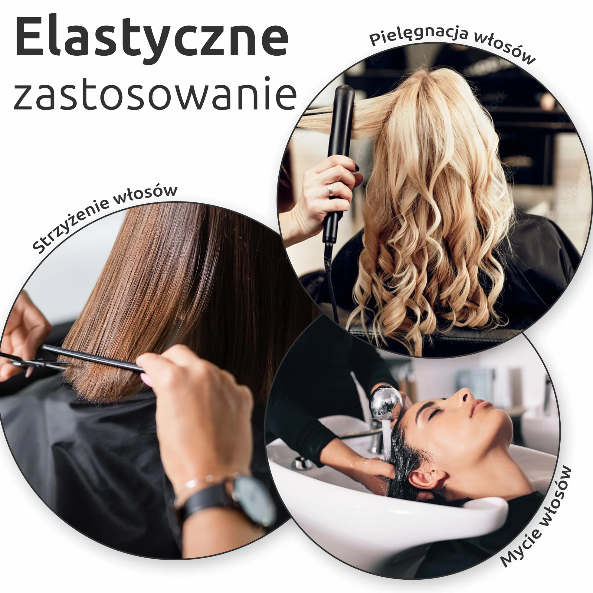 ECENCE Peleryna fryzjerska z grzebieniem i pędzlem do szyi - Profesjonalna peleryna do strzyżenia z zapięciem na haczyk - Czarna - Do domu i salonu