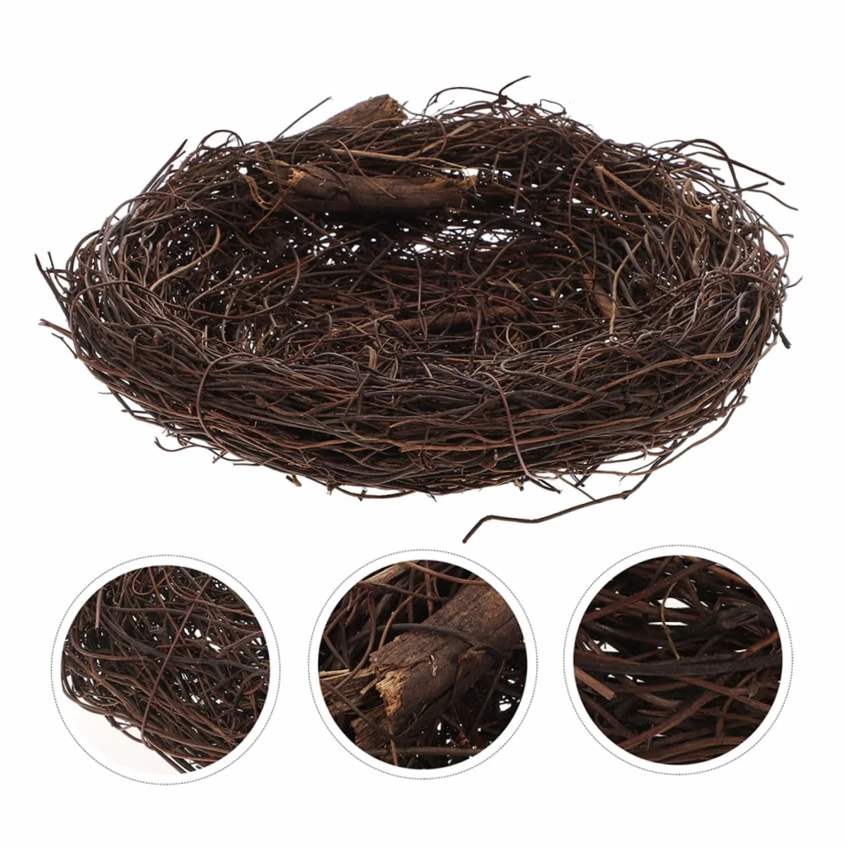 Happyyami Rattan Birds Nest Decor Handmade Natural Fake Bird Nest for Home Garden Party And Easter Decoration Unique Artisan Quality