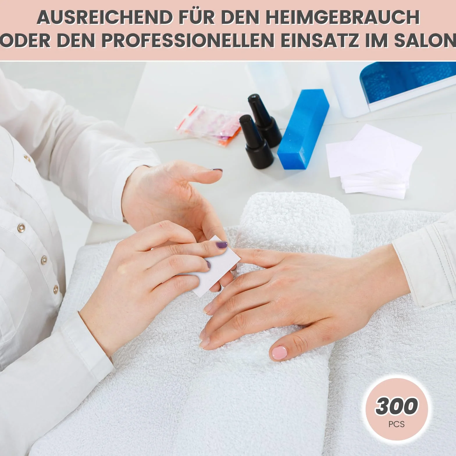 Waciki do manicure niestrzępiące się 300 sztuk
