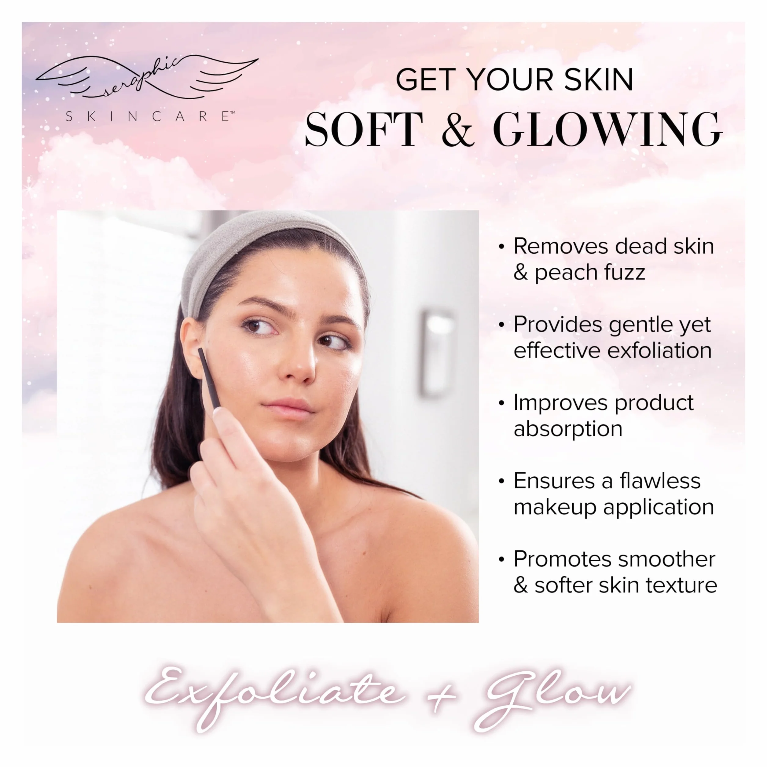 Seraphic Skincare Złuszczające ostrza maszynki do golenia twarzy (3 szt.) – do brwi, brzoskwiniowego złuszczania i złuszczania – maszynka do golenia twarzy dla kobiet – uchwyt ze słomki pszennej i