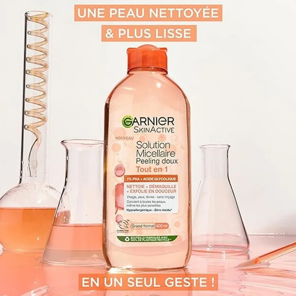 Garnier Woda micelarna All-In-1 1% PHA kwas glikolowy złuszczająca wygładzająca 400 ml