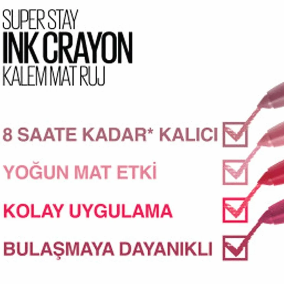 Maybelline New York SuperStay Ink Crayon trwała matowa szminka w kredce, intensywny pigment, 15 Lead The Way, 1,5 g