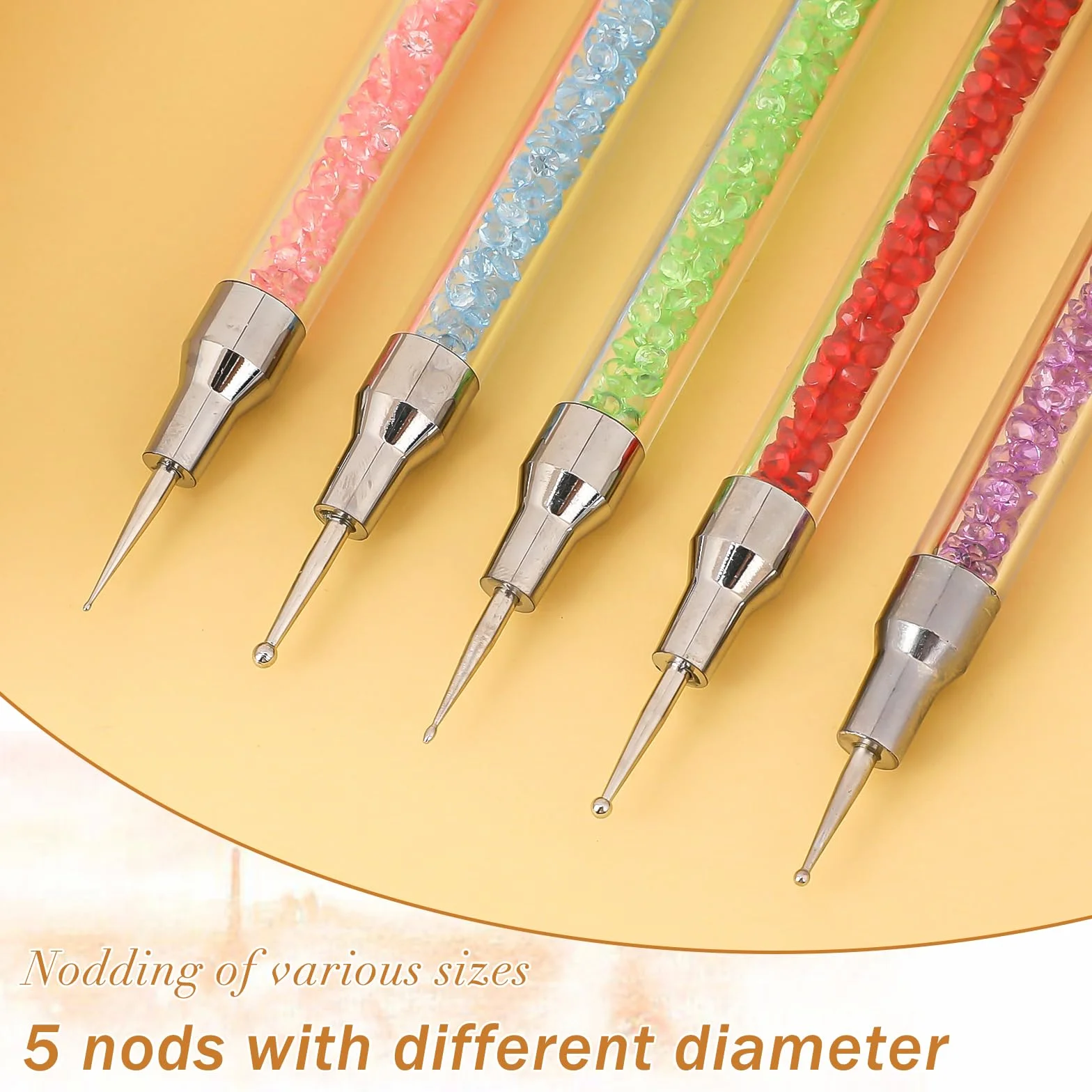 Zestaw 5 silikonowych pędzli do zdobienia paznokci Nail Art Dotting Tools podwójna główka
