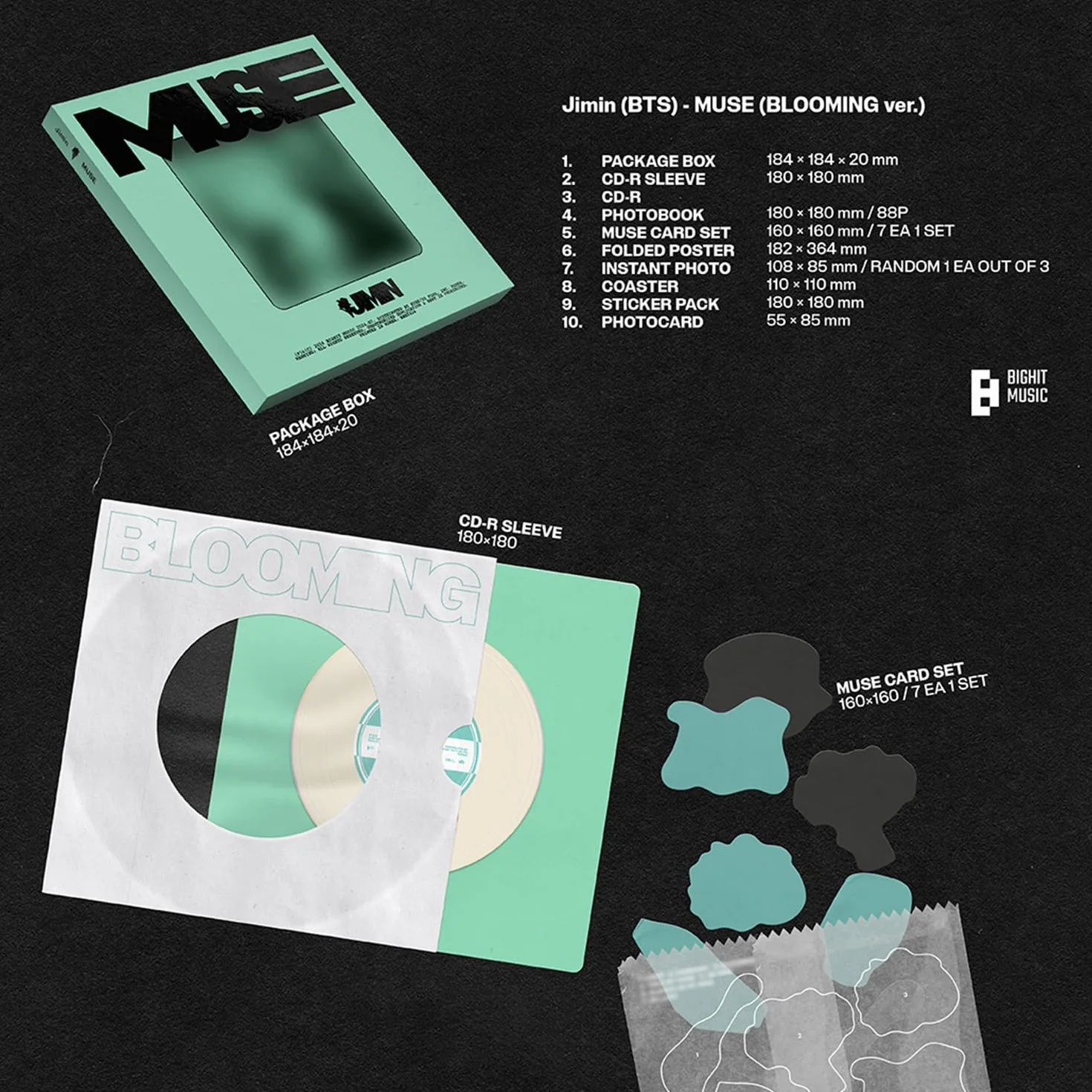 JIMIN OF BTS - [MUSE] (wersja kwitnąca) fotoksiążka + CD-R + zestaw kart Muse + podstawka + 2 dodatkowe fotokartki