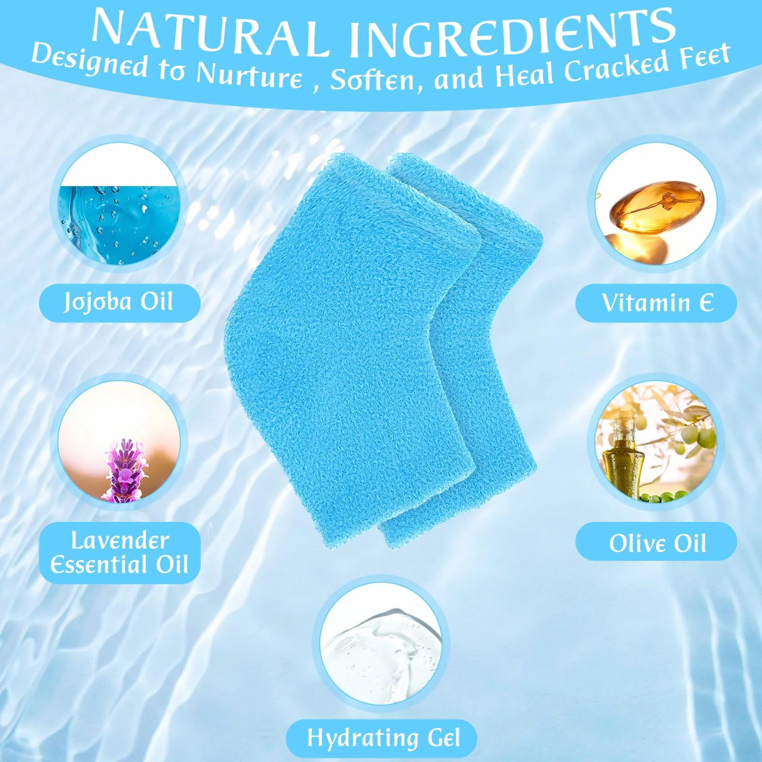 YUXIANLB 2 pary nawilżających skarpet do spa z odkrytymi palcami puszyste skarpety z podszewką żelową na suche popękane pięty, na noc, nawilżenie, uzdrawianie, sen, relaks, pedicure, pielęgnacja