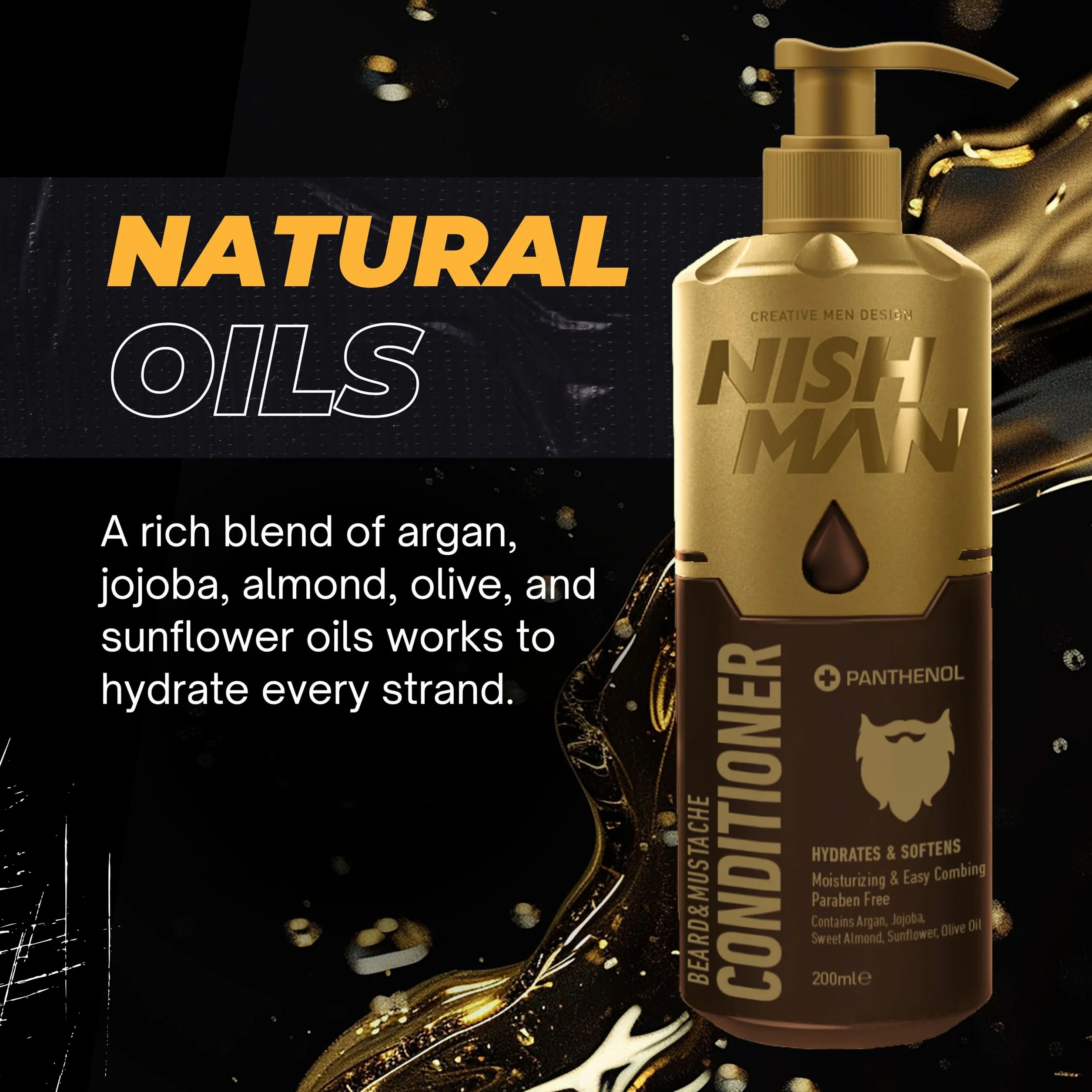 NISHMAN Odżywka do Brody i Wąsów 200ml Nawilżająca Zmiękczająca Naturalne Składniki