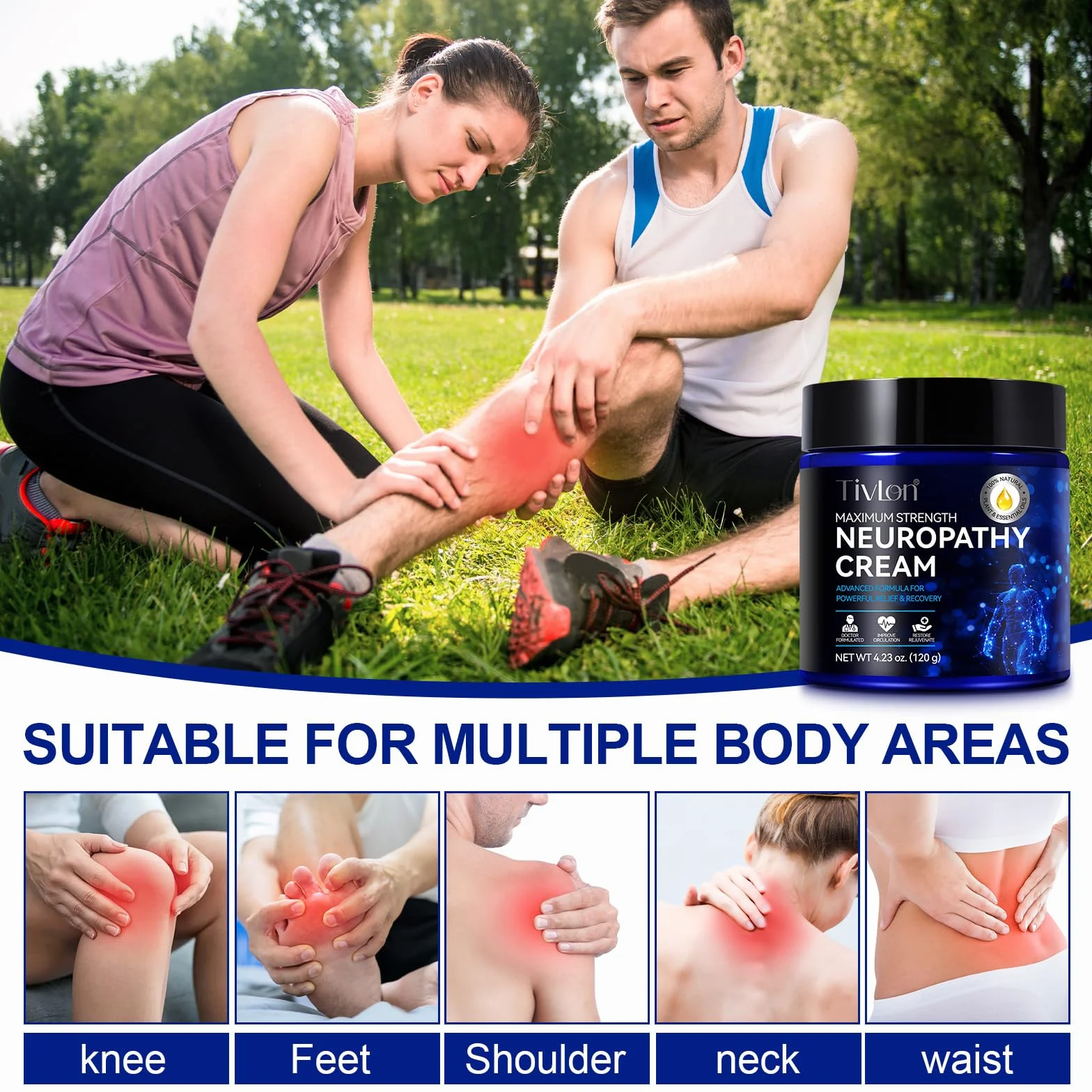 Krem Łagodzący Neuropatię z Kurkumą i Imbirem 4.23 oz