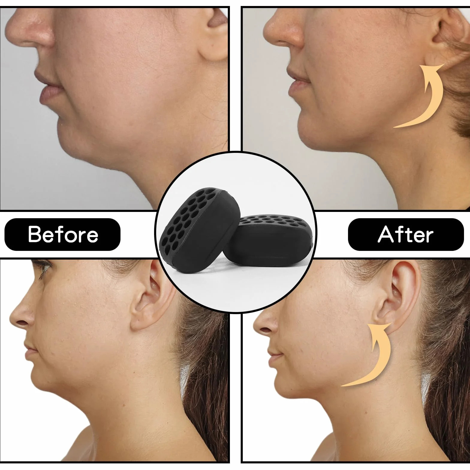 Jawline Trainer 10 sztuk gumy do żucia, do treningu szczęk, piłka fitness do mięśni twarzy, urządzenie tonujące do twarzy dla mężczyzn i kobiet (czarny + biały)
