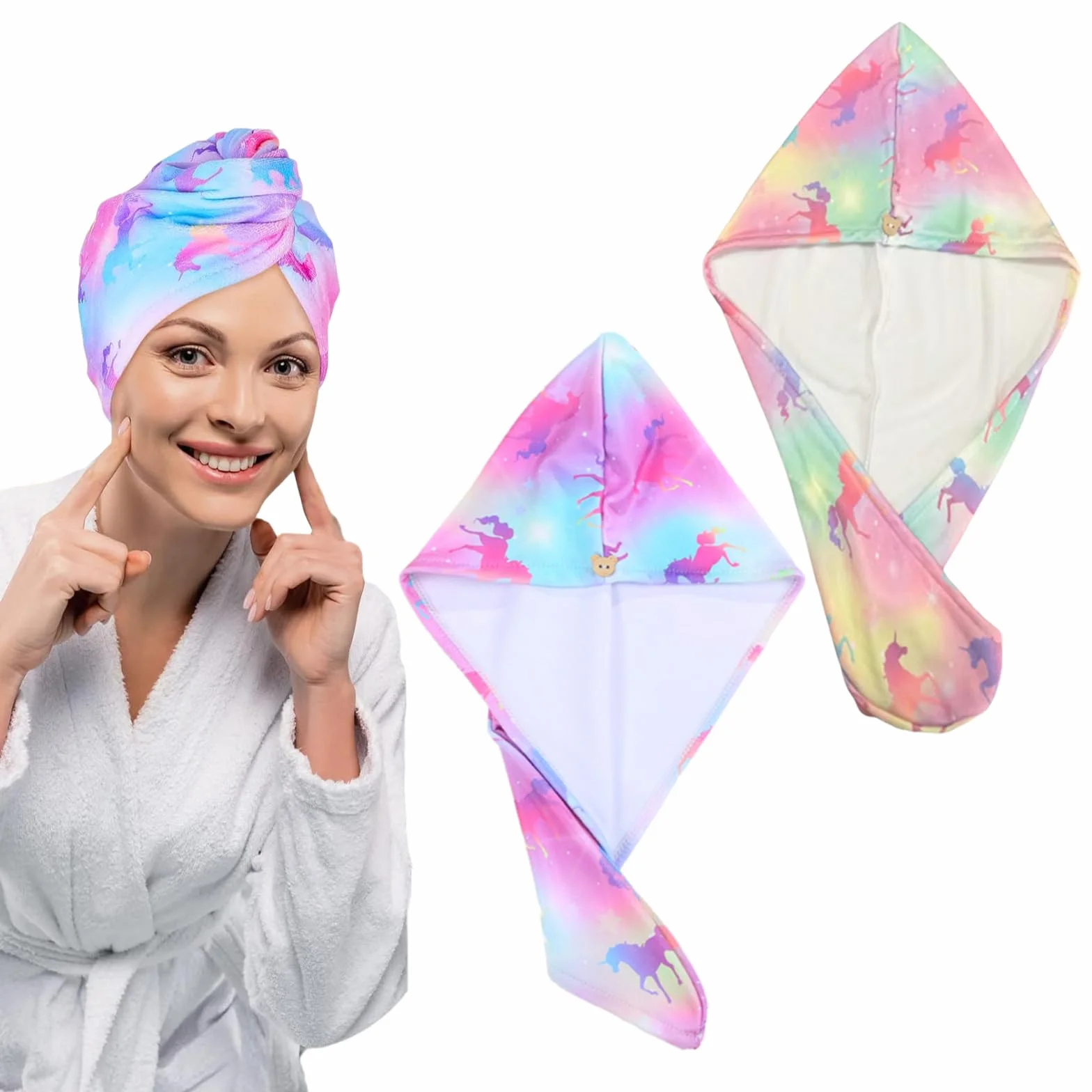 Ręcznik do suszenia włosów z mikrofibry dla kobiet, miękki ręcznik turban do włosów z mikrofibry, czepek do suszenia włosów z guzikami, chłonna suszarka do włosów, czepek do ploppingu, szybkoschnąca
