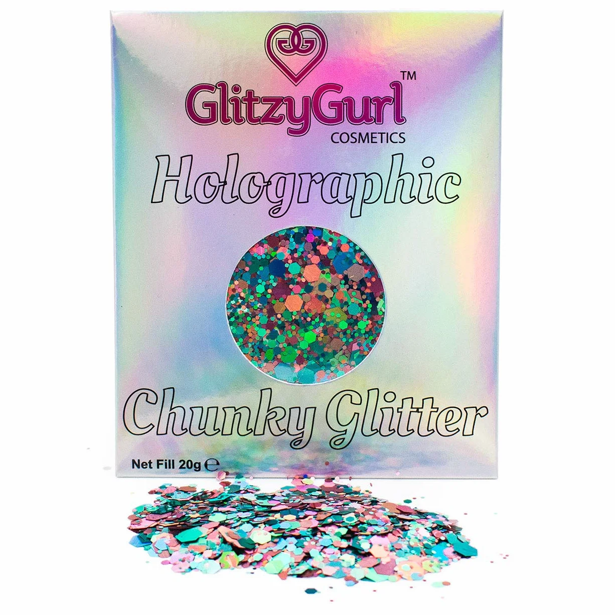 GlitzyGurl holograficzny brokat kosmetyczny do twarzy paznokci włosów ciała