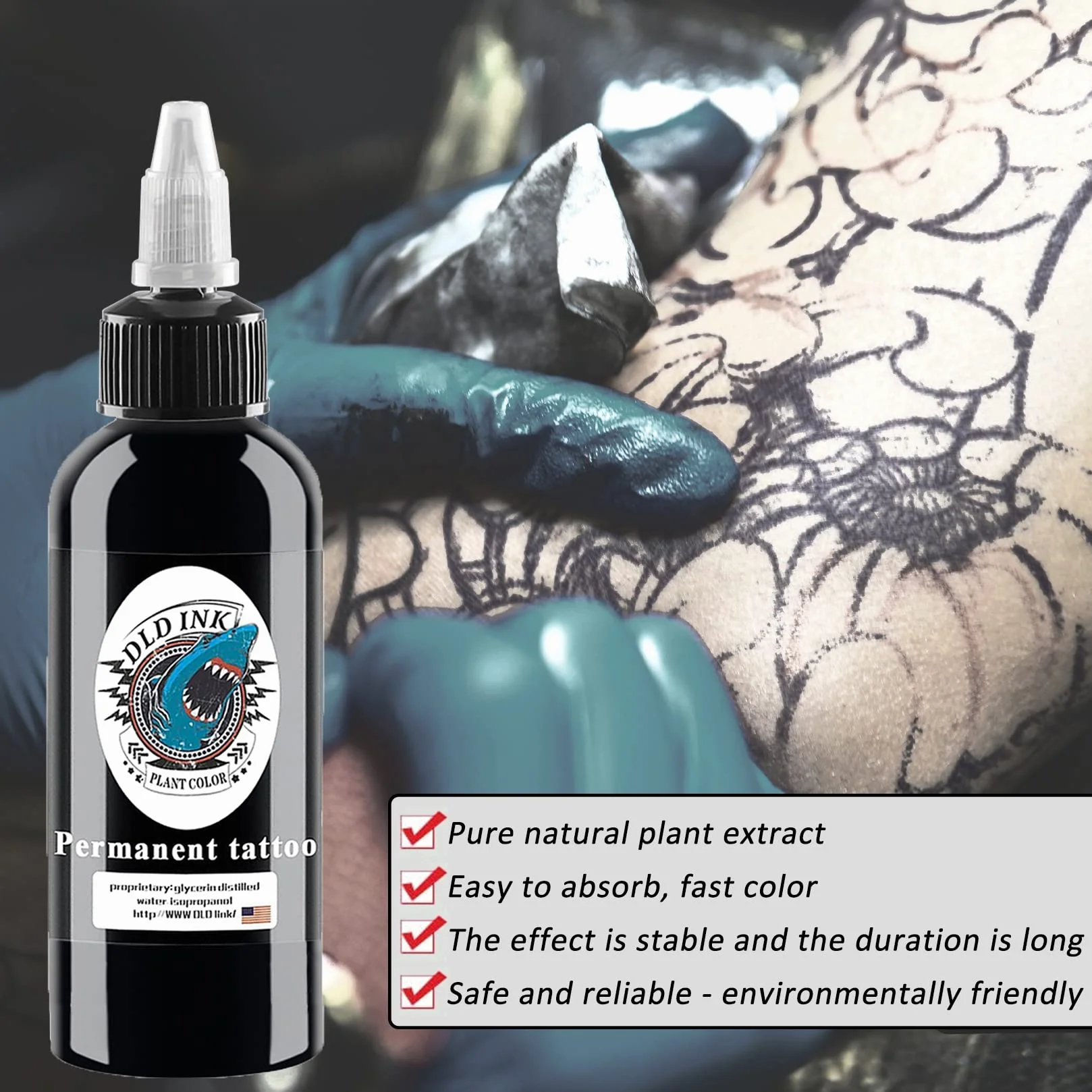 UMIKAkitchen Tattoo Ink Black Stick and Poke, Tribal True Black Liner, Profesjonalny tusz do tatuażu, wegańska trwała farba do ciała (30ml)