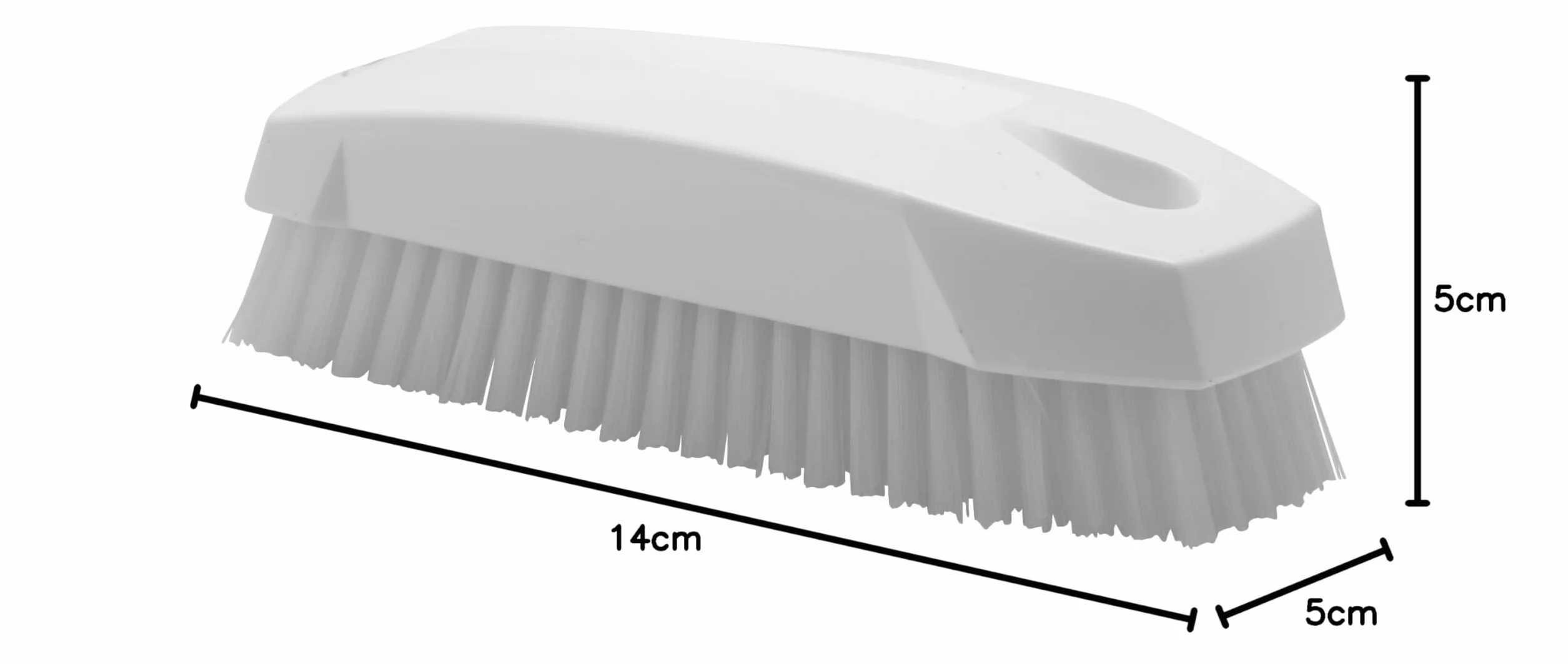 Vikan 64405 Twarda szczotka ręczna S/szczotka do paznokci, biała, długość 130 mm, szerokość 50 mm, wysokość 40 mm