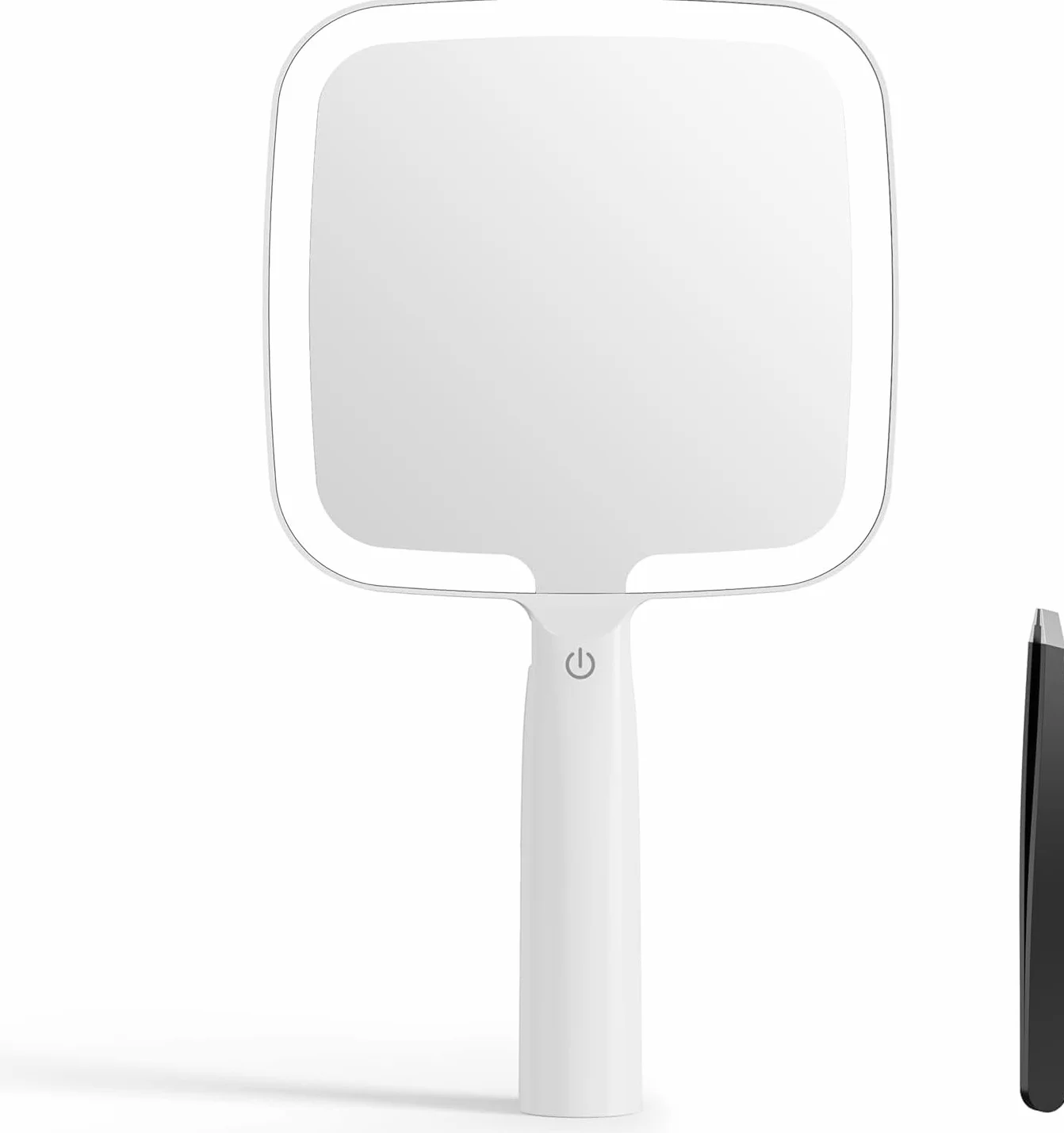 Auxmir Lusterko kieszonkowe LED z powiększeniem 1X/10x, ładowane przez USB, dwustronne lusterko ręczne, białe