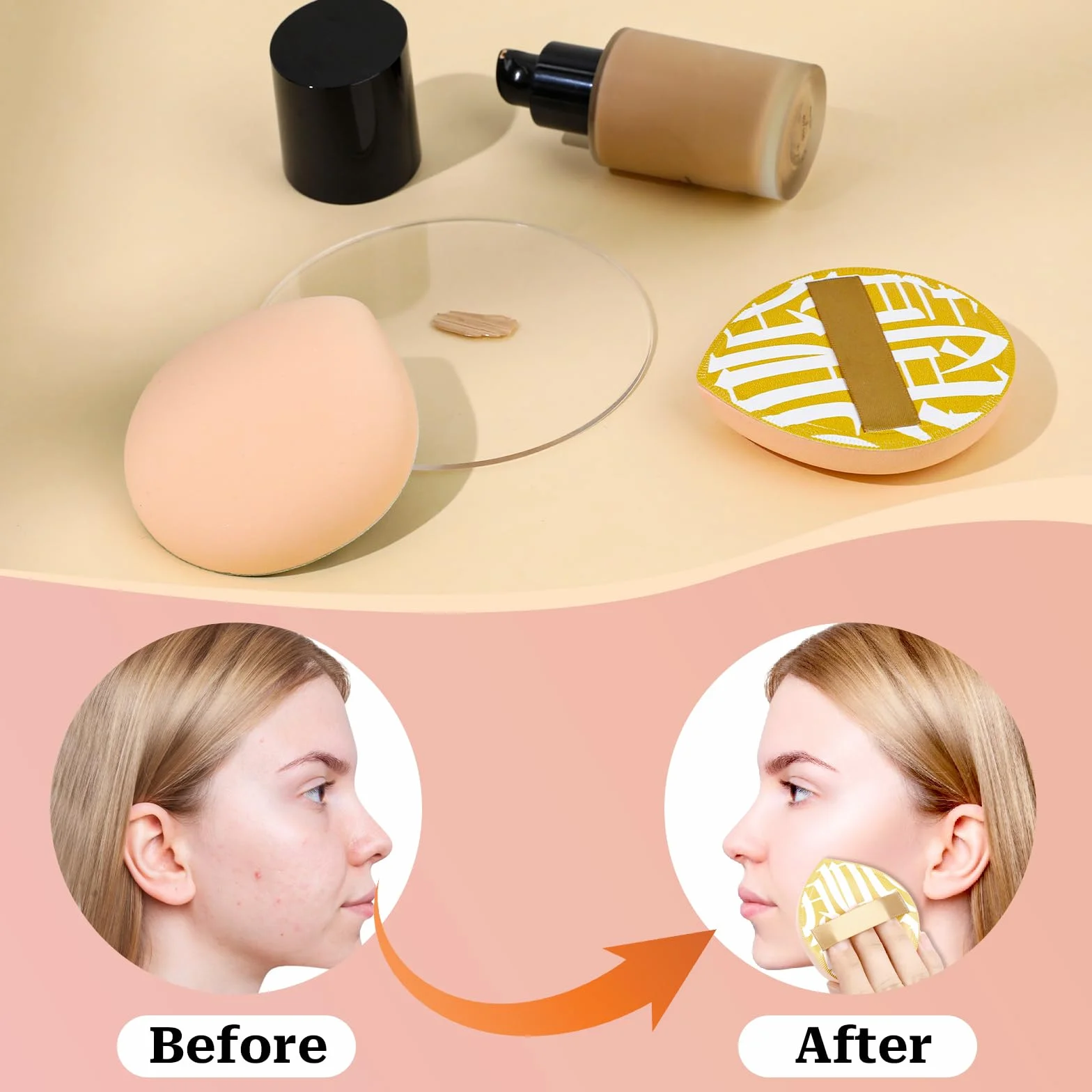 Koreańska gąbka Puff do makijażu, miękka w kształcie łezki, kosmetyczna gąbka Puff cushion do utrwalania makijażu i nakładania podkładu, do korektora, płynu, kremu i pudru, 4 szt. (duży rozmiar)