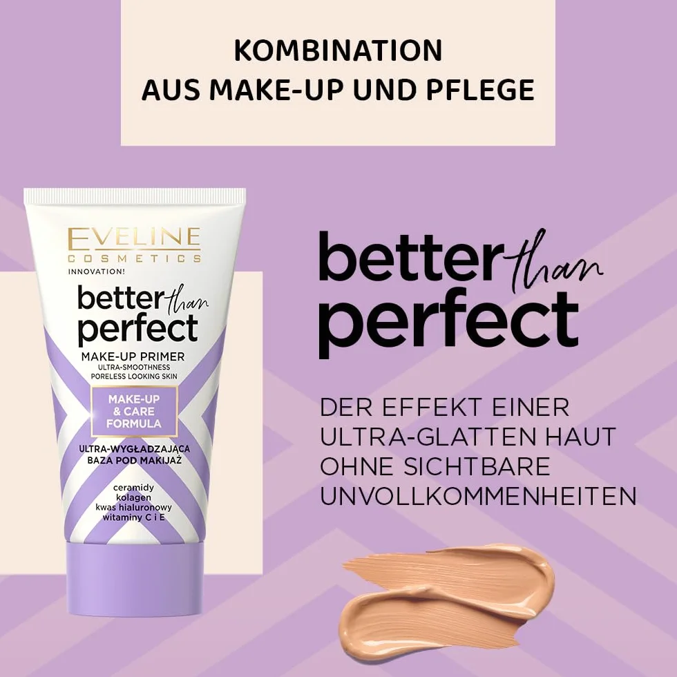 Eveline Cosmetics Better Than Perfect Makeup Primer z kwasem hialuronowym, kolagenem, witaminami C i E